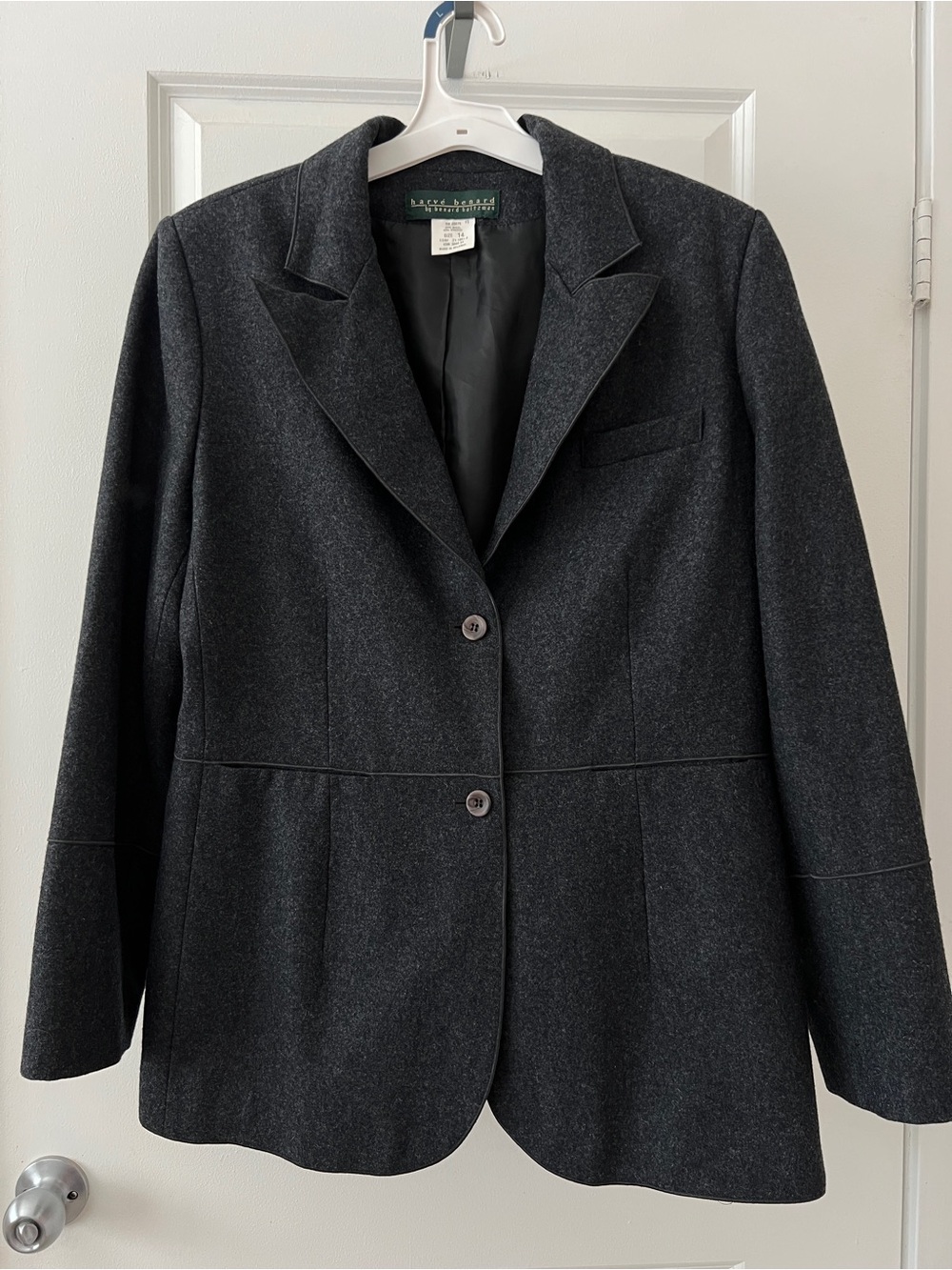 Harve Benard Bernard‎ Holtzman Vintage Wool Viscose Blazer Dark Gray Size 14